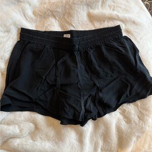 Wilfred Black Elastic Waist Drawstring Silk Shorts